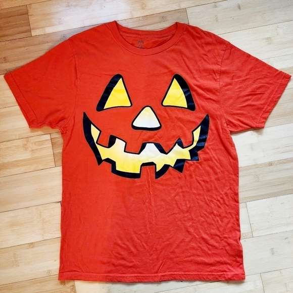 Way To Celebrate Men's Medium M Orange Pumpkin Jack-O-Lantern T-shirt Halloween - Picture 1 of 4